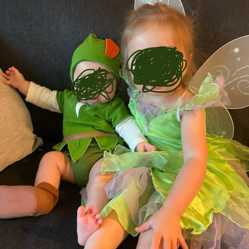 Tinkerbell & Peter Pan sibling friend costume baby toddler Halloween